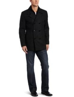 Kenneth Cole Mens Pea Coat With Bib: Clothing