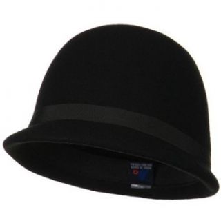 Ladies Wool Felt Cloche Hat   Black W27S44A Clothing