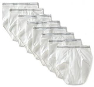 Hanes Mens 8 Pack Full Cut Brief, White, Small: Clothing