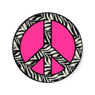 Zebra Print Peace Sign Sticker