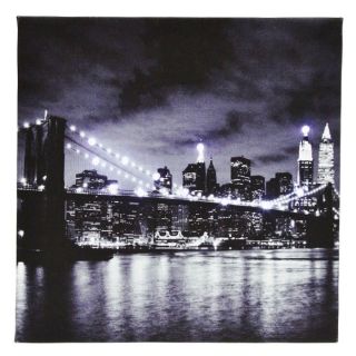 Tableau Toile Lumineuse 12 LED Deco New York Vue Pont Brooklyn 28x28cm