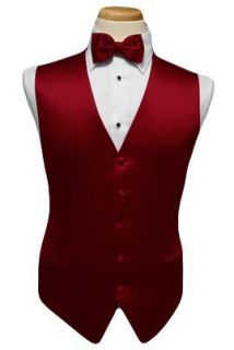 Vest Solid Satin Red with Coordinating Bowtie (34 38 small) Clothing