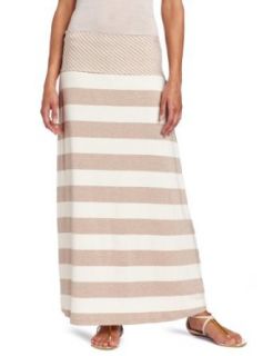Calvin Klein Womens Striped Maxi Skirt, Dark Khaki