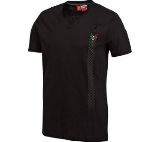 Puma Ferrari Logo F1 Scuderia Black V neck Mens T shirt