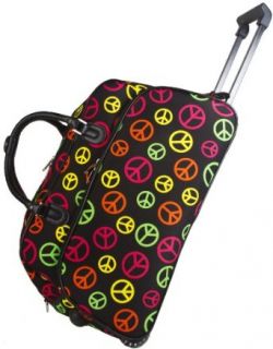 Multi Peace Sign 21 inch Carry On Rolling Upright Duffle