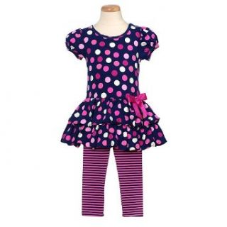 Bonnie Jean Blue Pink Dot 2pc Fall Baby Girl Outfit 12M
