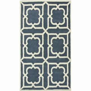 Handmade Luna Moroccan Trellis Slate Wool Rug (6 x 9)