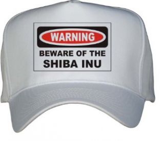 BEWARE OF THE SHIBA INU White Hat / Baseball Cap: Clothing
