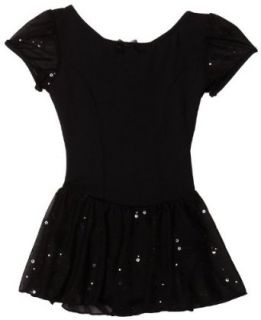 Capezio Girls 7 16 Sequined Puff Sleeve Dress: Clothing