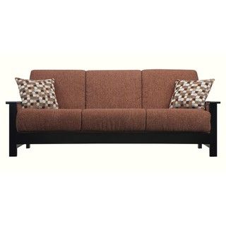 Portfolio Belfry Convert a Couch Brown Chenille Exposed Black Wood Arm