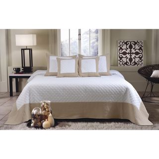 Brentwood Deluxe 5 piece Ivory/Taupe Bedspread Set