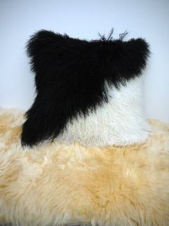 Tibetan Lamb fur pillow cover black& white Clothing