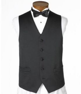 Black Satin Tailored Vest (BLACK, 52 REGULAR) Clothing