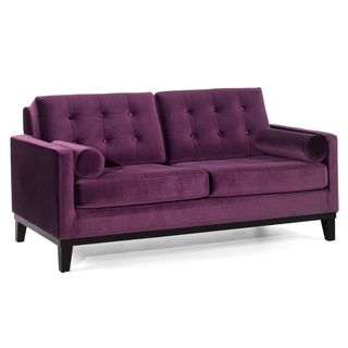 Modern Purple Velvet Loveseat