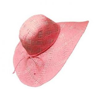 Cotton Candy Pink Weaved Wide Straw Floppy Hat Clothing