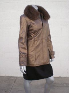 Marvin Richards Removable Fox Collar Leather Fur Coat