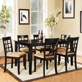 Wilma 7 piece Black Dining Set with Window Back Chairs
