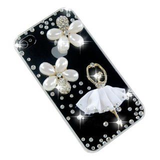 Bling Handmade Flower Ballerina Pearls Crystals Case Cover for Iphone