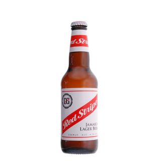 Bouteille de 33cl de bière blonde jamaïcaine de marque Red Stripe