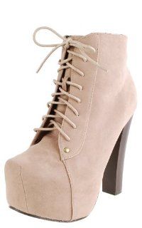 Victoria1 Chunky Wooden Heel Ankle Boots TAUPE Shoes