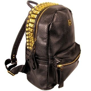 Garin Snake Print PU Leather Studded Backpack