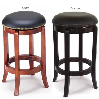 Faux leather Nailhead Swivel Counter Stool (24 in. H)