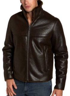 Kenneth Cole REACTION Mens Faux Shearling Coat, Brown, XX