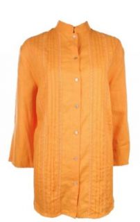 Womens Linen Big Shirt Orange 2X [Apparel] [Apparel