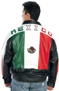 Mexican Flag Bomber Leather Jacket   Color  black   Size