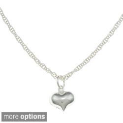 Sterling Essentials Sterling Silver Small Heart Rope Chain Necklace