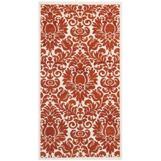 Porcello Damask Ivory/ Red Rug (2 x 37)