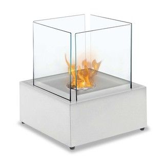 Madrid White Table Top Ethanol Fuel Fireplace