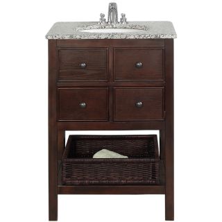 New Haven Walnut Brown 24 inch Bath Vanity with 2 Drawers and Dappled
