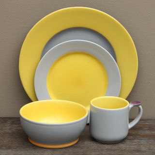 OmniWare Grey/ Yellow 16 piece Dinnerware Set