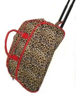 Red Leopard 21 inch Carry On Rolling Upright Duffle Bag