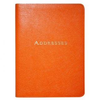 7 Inch Leather Bound Desk Address Book, Orange Italian