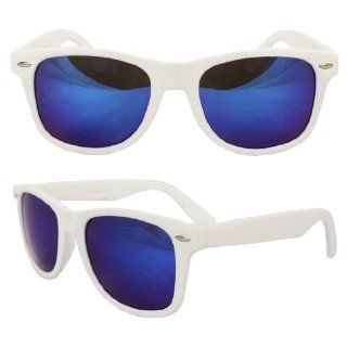White Frame with Blue mirror Lenses for Women and Men: Shoes
