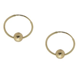 10k Yellow Gold Childrens Ball Slider 12 mm Hoop Earrings