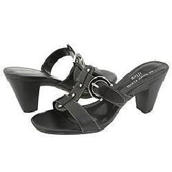 AK Anne Klein Hollie Black Leather Sandals