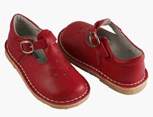 LAmour T Strap Red Leather Shoes, 5 Shoes
