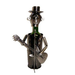 Fabulous Hand Made Metal Caddy Guitarist Character Wine Bottle Holder
