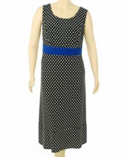Le Bos Dotted Sleeveless Dress Blue/Black 22: Clothing