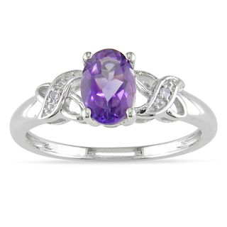 Miadora 10k White Gold Amethyst and Diamond Accent Ring