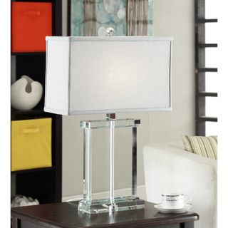 Crystal Rectangular Table Lamp with Grey Shade