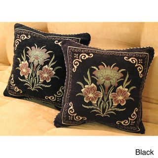 Blazing Needles Exotic Flowers Chenille Corded Throw Pillows (Set of