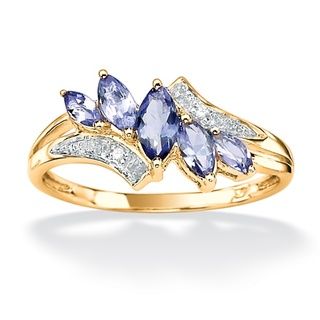 Angelina DAndrea Gold over Silver Tanzanite and Diamond Accent Ring