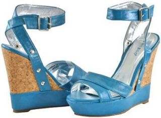  Bamboo Leilani 05 Turquoise Women Wedge Sandals, 7 M US Shoes