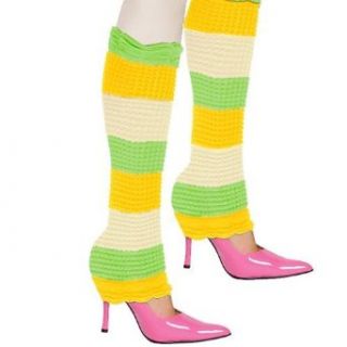 Green Yellow Cream Tricolor Striped Leg Warmers Clothing
