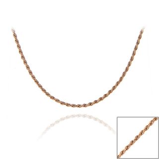 Mondevio Rose Gold Over Silver 18 inch Twisted Rope Chain Necklace