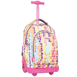 World Candy 17 inch Neon Squares Kids Rolling Backpack